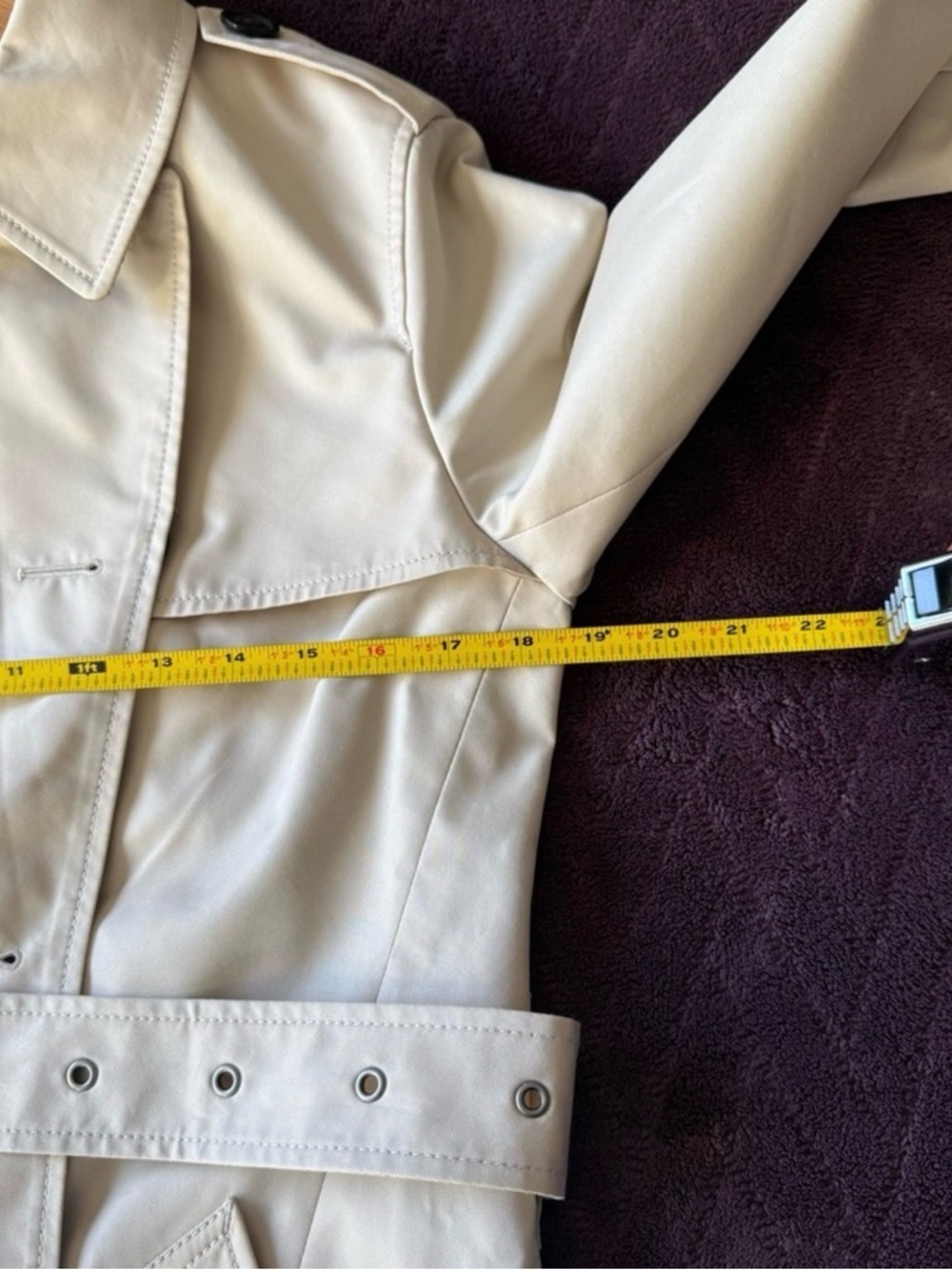 Coach Beige Double-Breasted Trench Coat with Belt - Picture 4 of 11